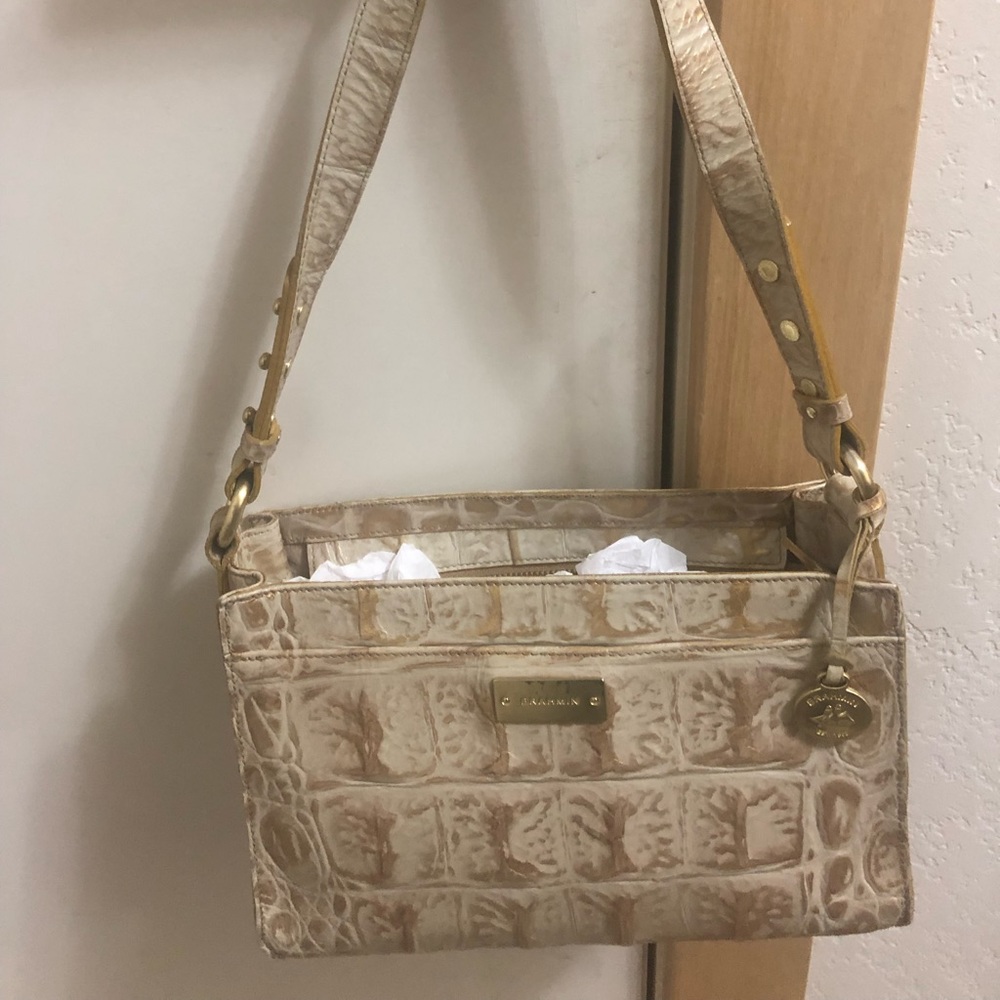 Brahmin White Leather w/Gold Accent